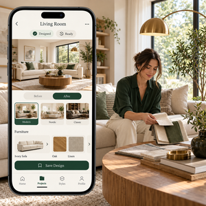 การออกแบบตกแต่งภายในด้วย AI ขั้นสูง การออกแบบและพัฒนาห้องด้วย AI สำหรับ IOS Android พร้อมการอัปโหลดรูปภาพห้องและการสร้างสไตล์ LionCreate - Product Image 1