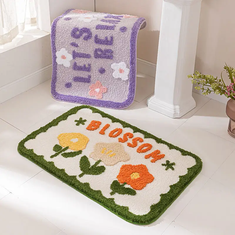 Tapis de bain antidérapant personnalisé, Mini fleurs en forme de fleur, pour salle de bain, baignoire et douche, personnalisé