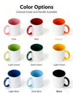 Mug à sublimation personnalisé 11 oz bicolore, intérieur et poignée en céramique, tasse à café vierge pour impression DIY, vente en gros