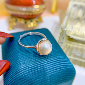 Anillo de Plata S925 para DIY, Soporte Vacío para Corrector, Adorno con Cuentas de 10-12 mm, Anillos de Perlas 10135 - Product Image 2