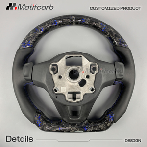 Volant en fibre de carbone forgée bleu personnalisé avec poignées en cuir pour Volkswagen MK8 Golf R GTI Touareg Jetta Tiguan 2020-2025 - Product Image 5