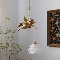 Lustre vintage français en laiton massif, lampe de chevet, lumière de fenêtre flottante, luminaire suspendu en cristal de luxe en laiton