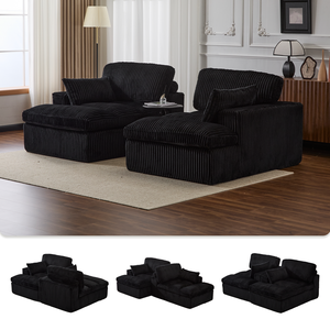 Sofá Seccional Modular de Piel Sintética de Lujo, Sofá Convertible de Combinación Libre con Otomana y Cojines con Resortes Ensacados para el Hogar - Product Image 3