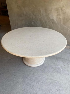 โต๊ะหินอ่อน Travertine โต๊ะรับประทานอาหารหินธรรมชาติโต๊ะรับประทานอาหารโต๊ะรับประทานอาหารทรงกลมเทสเซล - Product Image 2