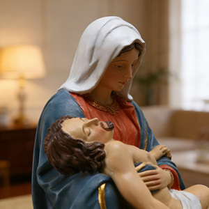 Statuette religieuse chrétienne de la Vierge Marie tenant Jésus, en résine peinte à la main, style classique haut de gamme, cadeau d'affaires, ornements de classe supérieure - Product Image 2