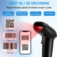 Lecteur de codes-barres 2D filaire haute vitesse 120fps 0.5MP pour écran, lecteur de codes-barres pour POS, supermarché, USB