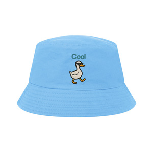 Bucket Hat Sky Blue Duck Embroidery Sun Protection Women's Canvas Hat - Product Image 1