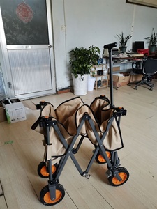 Carro pieghevole da campeggio pieghevole per bambini da spiaggia con carrello da pesca a 4 ruote da giardino - Product Image 3