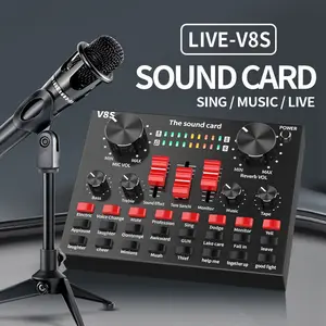 Auriculares V8S V8 con tarjeta de sonido externa, dispositivo de Audio con USB, micrófono para entretenimiento Personal, transmisión en vivo, para PC, teléfono y ordenador
