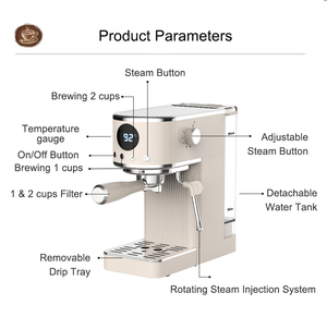 <span class=keywords><strong>Cafetera</strong></span> <span class=keywords><strong>Espresso</strong></span> Automática Eléctrica Retro Slim de 15 Bares, Tanque de Agua de Acero Inoxidable de 1.0L para Uso Doméstico o Hotelero - Product Image 2