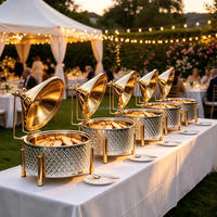 Nouveau design commercial : Plats de service buffet 9L dorés et argentés pour la restauration, chauffe-plats pour mariages et vignobles