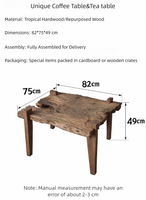Table à manger rustique Wabi Sabi, forme unique, grain de bois naturel, table à thé, table basse, meubles en bois massif, décoration artisanale