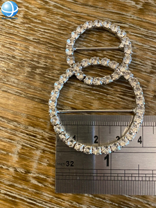 Hebilla de diamante de <span class=keywords><strong>dos</strong></span> círculos con barra, fajas de diamantes de imitación con deslizador de 8 formas, hebilla ajustable para invitación de ropa - Product Image 2