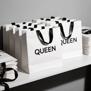 Bolsas de Papel Impresas Personalizadas Elegantes de Lujo KM con Asa Decorativa de Cinta para Recuerdos de Bodas, Eventos Especiales y Regalos - Product Image 3