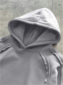 <b>Men's</b> <b>Oversized</b> Hooded Sweatshirt Solid Gray Fleece Casual Regular Fit Knitted Long Sleeve Autumn Wear - Product Image 4