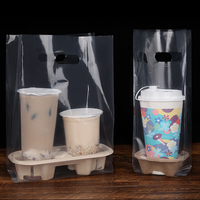 Sacs à emporter personnalisés pour aliments, sacs en plastique jetables pour café, lait, thé, emballages en plastique transparent
