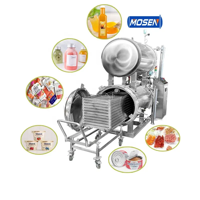 Automatico industriale 500L cibo autoclave sterilizzatore pressione storta macchina per inscatolare alimenti per animali domestici macchina inscatolare