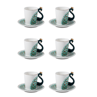 Ensemble de café et de thé en céramique moderne de luxe écologique avec 6 tasses et 6 assiettes