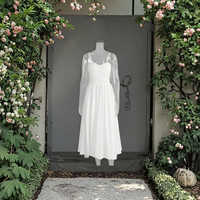 Robes d'été blanches ajustées et élégantes pour femmes, 100 % coton respirant, style sexy à fines bretelles, couleur unie, vente en gros sur mesure