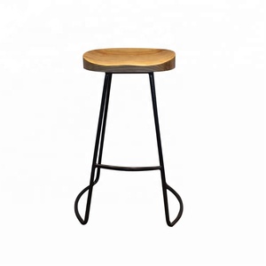 Vintage Industrial Tractor Bar Stool 65cm, Retro Metal and <strong>Wood</strong> <strong>Barstool</strong> for Cafe Dining, Counter Height Kitchen Chair - Product Image 5