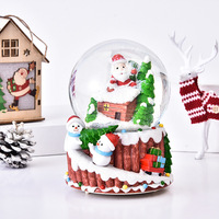 100MM Musik Schneekugel Kreatives Souvenir benutzer definierte billige Harz Glas Weihnachts laterne Schneekugel mit Schnee treiben