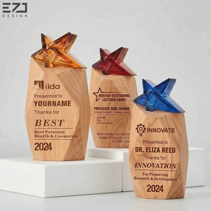รางวัลรูปดาวไม้และอะคริลิก EZD แบบกำหนดเองได้ พร้อมสลักข้อความ ตกแต่งโต๊ะทำงาน สำหรับของขวัญต้อนรับและงานแสดงสินค้า - Product Image 6