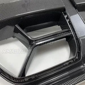 Grilles de pare-chocs avant pour BMW G80 G81 M3 G82 M4 G83 2021-2023, style fibre de carbone, calandre de capot, kit de remplacement noir brillant - Product Image 6