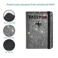 Bling passeport vaccin carte lecteur titulaire de licence voyage portefeuilles femmes strass passeport couverture