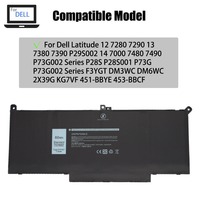 Batterie d'ordinateur portable de remplacement 60wh F3YGT pour Dell Latitude 7290/7280 E7490/E7480 E7380/E7390 2X39G/0F3YGT/0DM3WC Notebook 5200mah