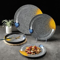 Vente en gros Vaisselle imprimée par décalcomanies Assiettes et plats plats ronds en mélamine 100% Assiettes et plats en mélamine incassables 7/ 8/ 9 /10 pouces