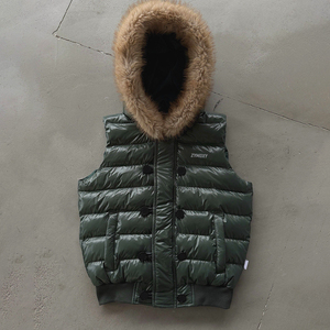 Vestes matelassées sans manches personnalisées, brillantes, amovibles, coupe-vent, rembourrées, avec capuche en fausse fourrure, pour l'hiver - Product Image 3