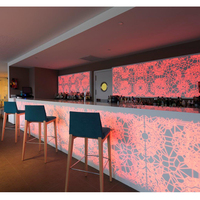 Comptoir de bar en marbre translucide en Corian, grand comptoir de bar avec éclairage LED couleur, comptoir de caisse