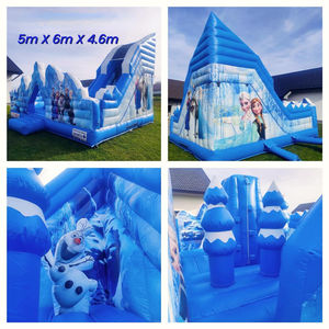 Château gonflable personnalisé pour fête bleue, château gonflable <span class=keywords><strong>Elsa</strong></span>, château gonflable princesse avec toboggan intérieur - Product Image 3