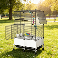 Cage à oiseaux en métal haut de gamme la plus vendue pour perruches, facile à nettoyer, pour intérieur et extérieur, avec support, cage à oiseaux durable avec support