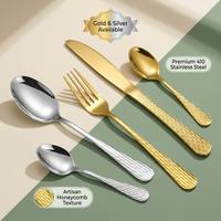 Ensemble de couverts de style artisanal pour mariage, en acier inoxydable miroir, robuste, résistant au lave-vaisselle, durable et portable pour la table à manger