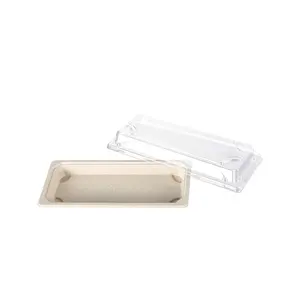Disposable Pulp Food Packing Tray For Sushi Tray Take Away with RPET Clear Lid Sugarcane Food Box for takeaway