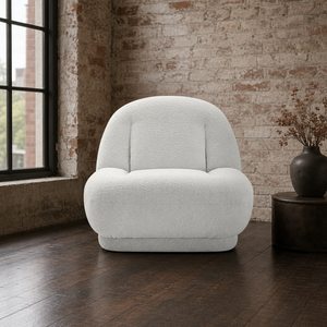Sillón Boucle con Respaldo Redondeado, Sillón Tapizado de Perfil Bajo, Asiento Individual para Sala de Estar, Dormitorio, Villa, Muebles de Salón - Product Image 3