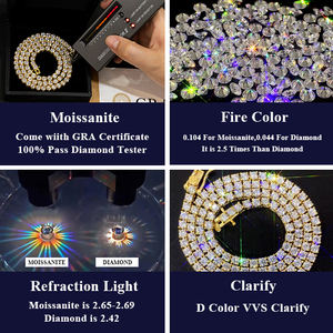 Pass Diamond Tester RTS Hip Hop Jewelry Charms Iced Out 2,0mm-6,5mm Lab Diamond 925 Silver VVS Moissanite Tennis Chain Collares - Product Image 4