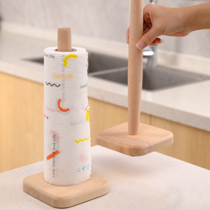Beech Wood Paper Towel Holder Natural Color Minimalist Design <b>Kitchen</b> <b>Storage</b> Rack - Product Image 3