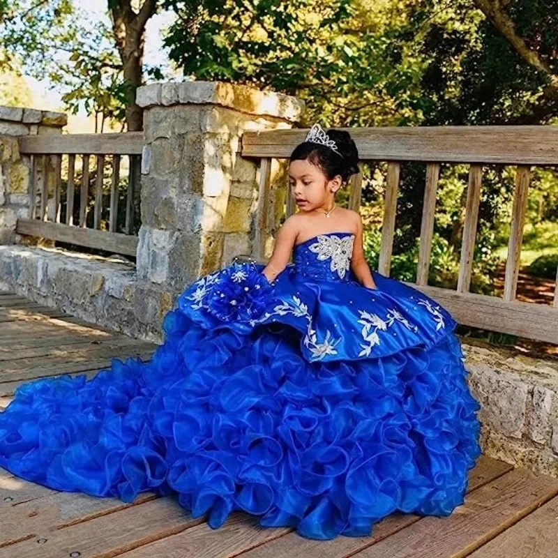 open lace back dress Princess Dress- Blue Princess Wedding Dresses and Dress Up for Toddlers 5 main image 0