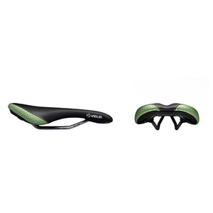 Velo-sillín largo de fibra de carbono/nailon con engranaje fijo para bicicleta, asiento trasero de inyección con cuero negro/verde, Popular, 2022 - Product Image 2