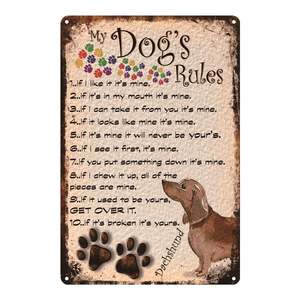Animali Domestici Cane Regole Segno di Metallo Vintage Retro Tin Poster Targa in Metallo Della Decorazione Della Casa Casa Pub Bar Cafe Negozio di Arte Della Parete pittura ALL002 - Product Image 4