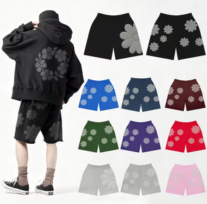 Conjunto de <span class=keywords><strong>Pantalones</strong></span> <span class=keywords><strong>Cortos</strong></span> Deportivos para Hombre, Estilo Urbano, de Algodón, con Estampado Puff, para Correr, Gimnasio, con Cintura Elástica - Product Image 3