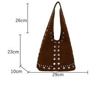Sac à bandoulière hobo spacieux et souple en daim pour femme, idéal pour le quotidien, les voyages en extérieur, sac à main décontracté de haute qualité avec clous, sac sous le bras pour femme