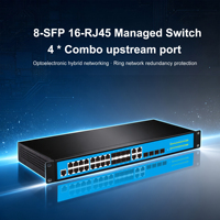 16 Port, 8 Port SFP, Manajemen Enterprise, 4 Port Combo Uplink, Switch Jaringan, Routing Statis, Catu Daya Terintegrasi
