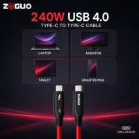 Câble USB4 PD 240W 8K/60Hz 40 Gbps en alliage d'aluminium tressé compatible Thunderbolt 3/4 pour ordinateur portable, moniteur, VR
