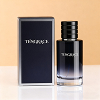 Vente en gros de flacons de parfum transparents mats de luxe personnalisés avec logo unique, 30 ml, 50 ml, 100 ml, boîte d'emballage, col serti, vaporisateur à pompe en verre