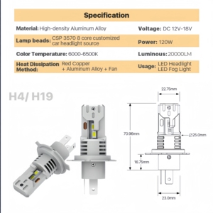 <strong>H11</strong> H8 Halogen Size Car Led Lights Aluminum Alloy Covers Good Heat Dissipation Mute Cooling Fan Design Automotive Accessories - Product Image 6
