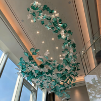 Lustre moderne de luxe personnalisé pour hall d'hôtel, grande lampe d'escalier en verre, feuilles d'érable suspendues, décoration artistique, LED