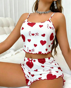 Conjunto de Verão Feminino de 2 Peças, Usável ao Ar Livre, Top Sem Mangas e Shorts, Roupas de Lazer, Moda de Rua, Pijamas Femininos - Product Image 4